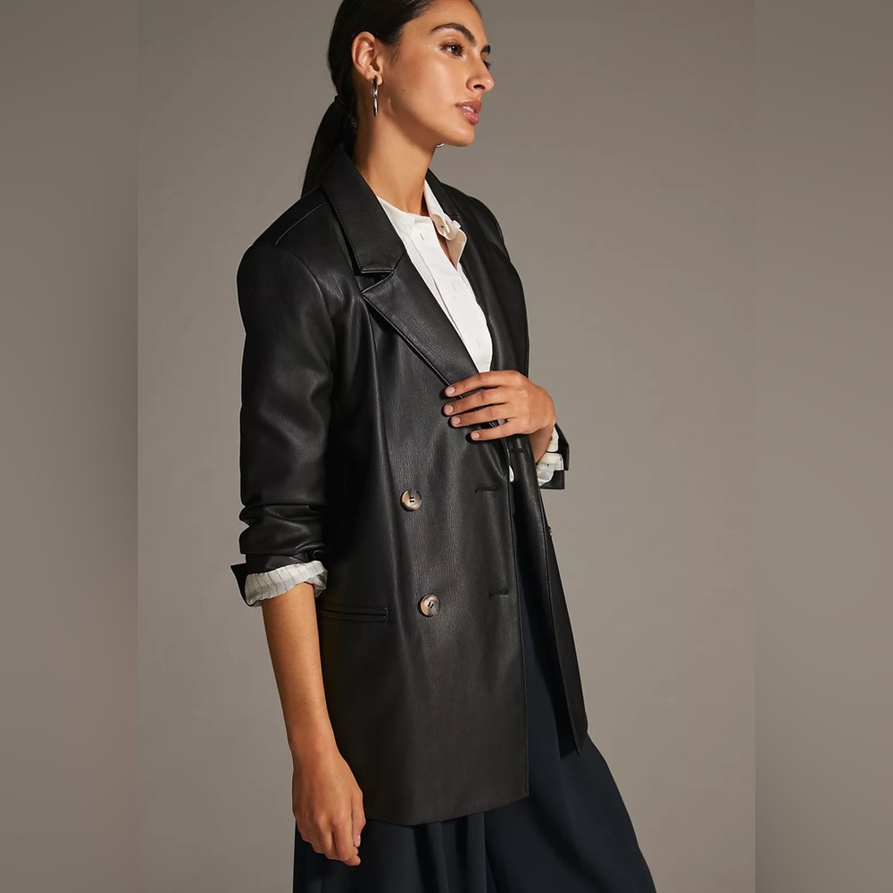 Anthropologie Women's Black Faux Leather Jacket